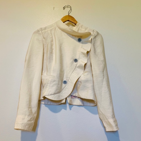 Free People Tops - Free People Cream Linen Button-Up Blouse